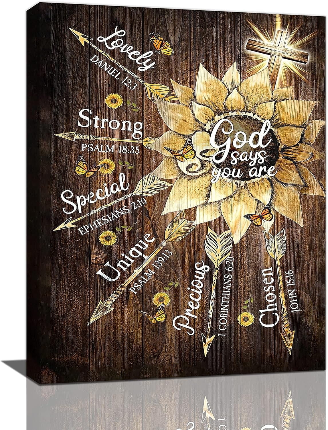 Rustic Christian Quote Scripture Christian Wall Art Farmhouse Sunflower Butterfly Quotes Wall ...