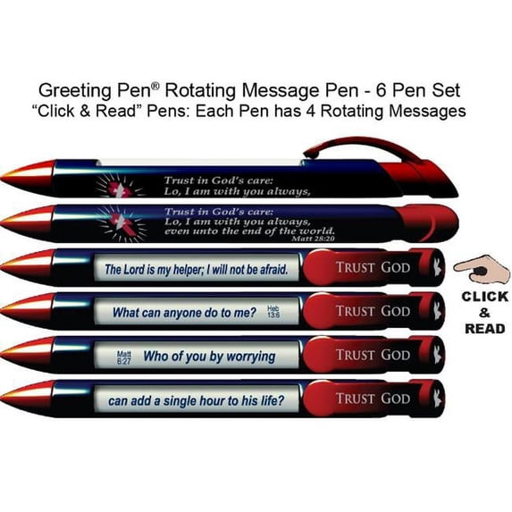 Scripture Greeting Pen 36035 Trust God Scripture Pen With Rotating Messages Pack of 6