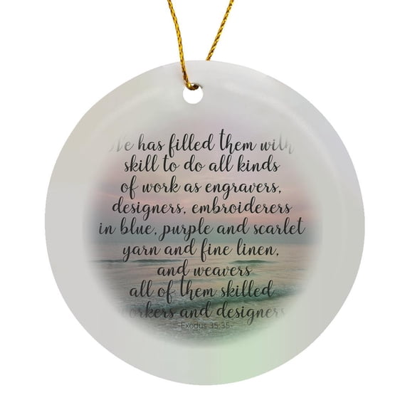 3drose, Scripture of Exodus over Sunset, Circle Porcelain Ornament