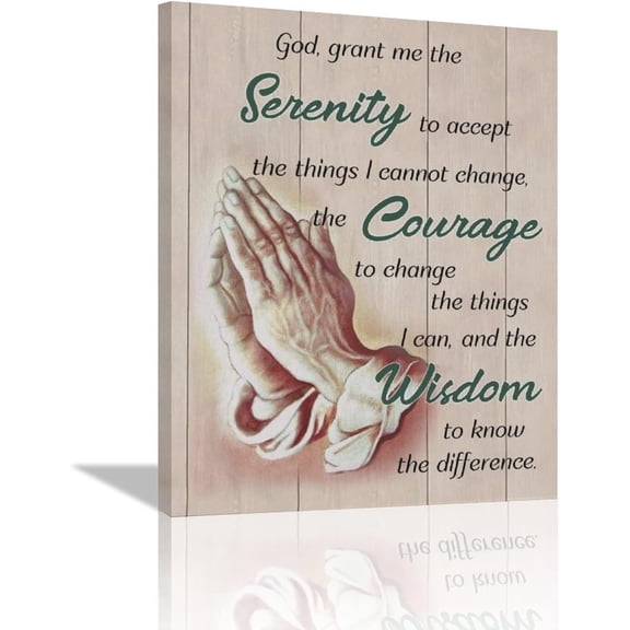 Scripture Serenity Prayer Wall Art Farmhouse Christian Religious Serenity Prayer Wall Decor Rustic Hand of God Pictures Canvas Prints Framed Modern Artwork for Living Room Bedroom Bathroom 12"x16"