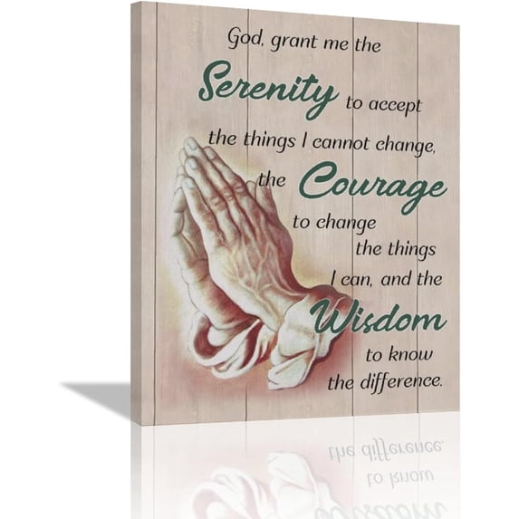 Scripture Serenity Prayer Wall Art Farmhouse Christian Religious Serenity Prayer Wall Decor Rustic Hand of God Pictures Canvas Prints Framed Modern Artwork for Living Room Bedroom Bathroom 12"x16"