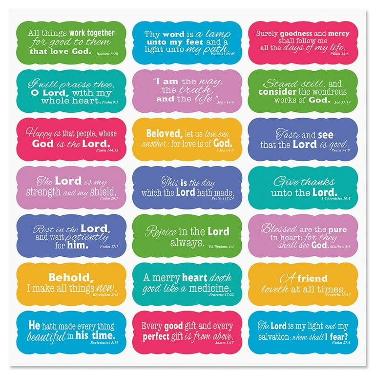 Scripture Stickers- Set of 42 Stickers, 1 x 2-1/2 Each