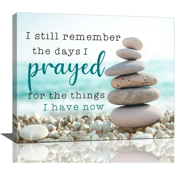 Scripture Wall Art Bible Verse Christian Gifts Canvas I Still Remember Wall Decor Inspirational Quote Prints Painting Religious Beach Stone Pictures Artwork for Bathroom Kitchen Living Dining 16"x12"