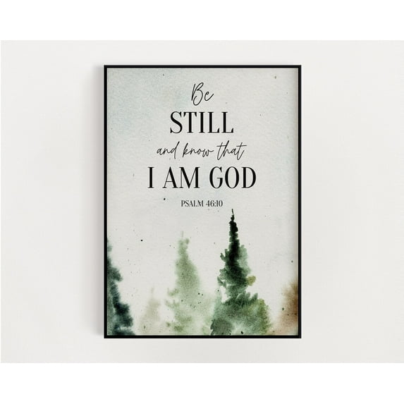 Scripture Wall Art, Bible Verse, Christian Home Decor, Watercolour Print, Encouragement Gift, Inspirational Art, Psalm 46,10 Home Decor #3257, Stretched Canvas Size 8x12