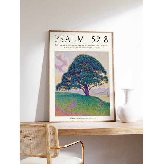 Scripture Wall Art Bible Verse Floral Pointillism Christian Decor Unframed Paper Print