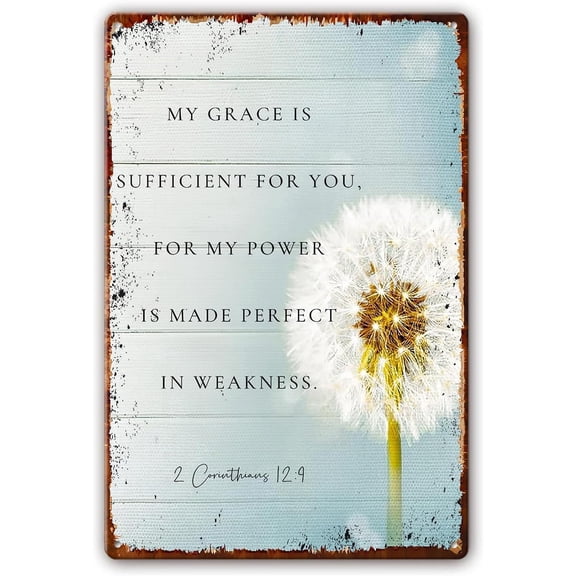 Scripture Wall Art Metal Sign My Grace Is Sufficient For You Bible Verse Poster Christian Home Dcor for Dining Room 8x12 Inch