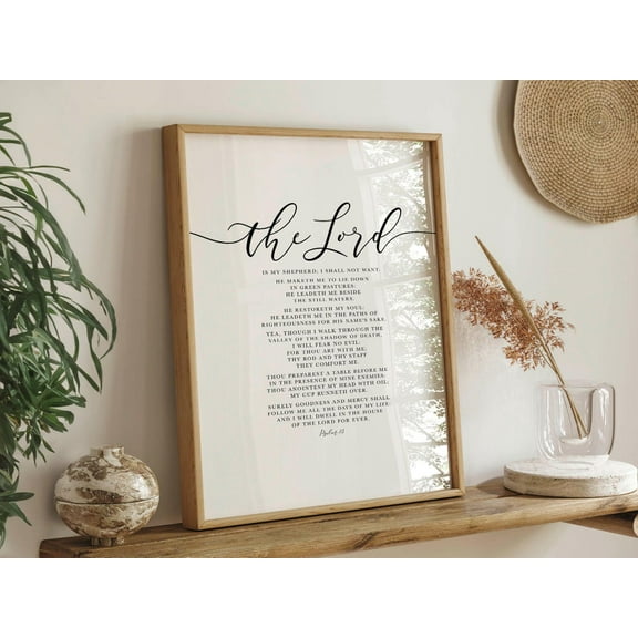 Scripture Wall Art Psalm 23 Kjv, The Lord Is My Shepherd, Bible Verse Print To Suit Christian Decor, Gift With Bible Quotes Wall Art, Modern Wall Decor, 8x12 UNFRAMED