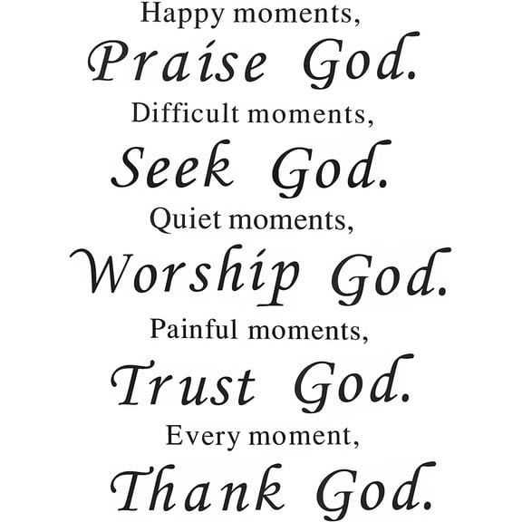 Scripture Wall Stickers Bible Verse Wall Decals (17x23 Inch) Happy Moments Praise God Difficult Moments Seek God Stickers for Living Room Office Home Decor