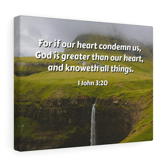Scripture Walls 1 John 3:20 God Is Greater Bible Verse Canvas Christian Wall Art Ready to Hang Unframed
