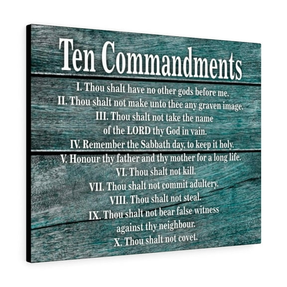 Scripture Walls 10 Commandments Blue Christian Wall Art Print Ready to Hang Unframed