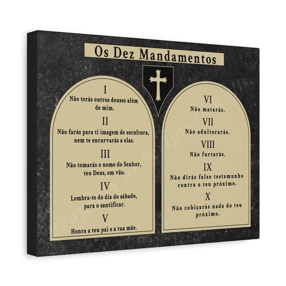 Scripture Walls 10 Commandments Portuguese Tablets Bible Verse Canvas Christian Wall Art Ready to Hang Unframed