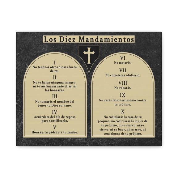 Scripture Walls 10 Commandments Spanish Los Diez Mandamientos Tablets Bible Verse Canvas Christian Wall Art Ready to Hang Unframed