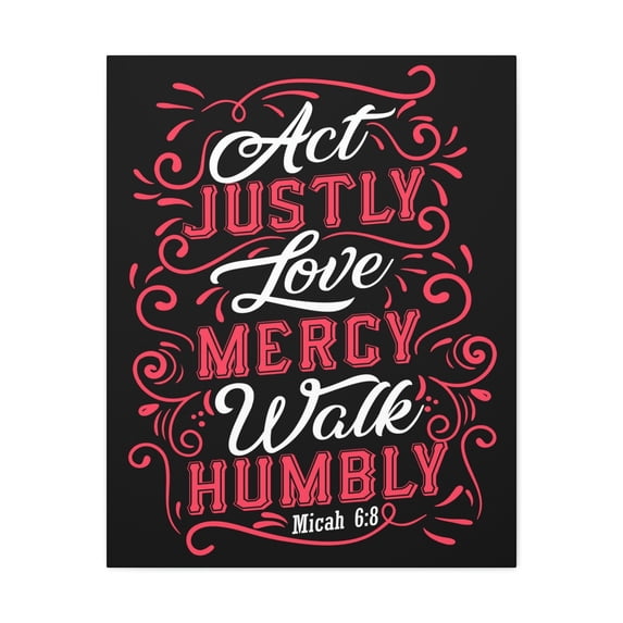 Scripture Walls Act Justly Micah 6:8 White Red Christian Wall Art Bible Verse Print Ready to Hang Unframed