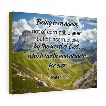 Scripture Walls  Being Born Again 1 Peter 1:23 Bible Verse Canvas Christian Wall Art Ready to Hang Unframed
