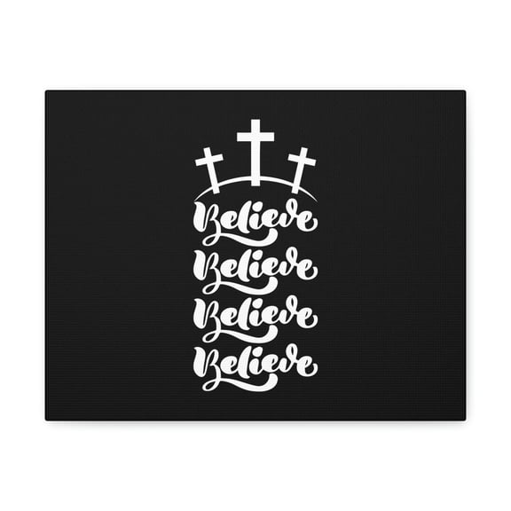 Scripture Walls Believe Mark 9:23 Cross Black Christian Wall Art Bible Verse Print Ready to Hang Unframed