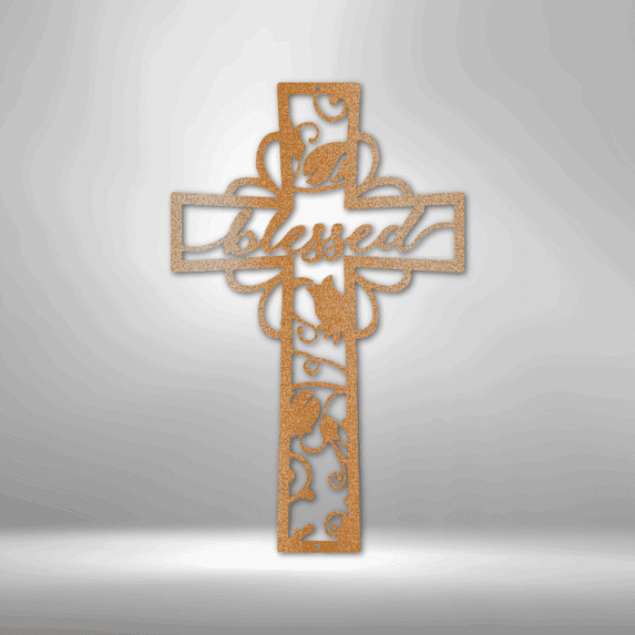 Scripture Walls Blessed Cross Steel Sign Laser Cut Powder Coated Home & Office Metal Wall Decor Multiple Sizes & Colors