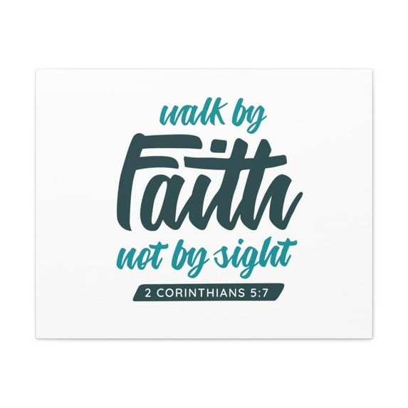 Scripture Walls By Faith 2 Corinthians 5:7 Blue Bible Verse Canvas Christian Wall Art Ready to Hang Unframed