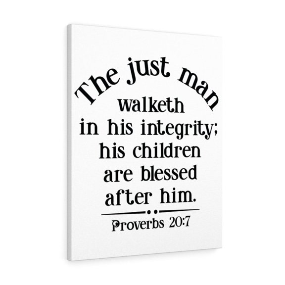 Scripture Walls  Children Are Blessed Proverbs 20:7 Bible Verse Canvas Christian Wall Art Ready to Hang Unframed