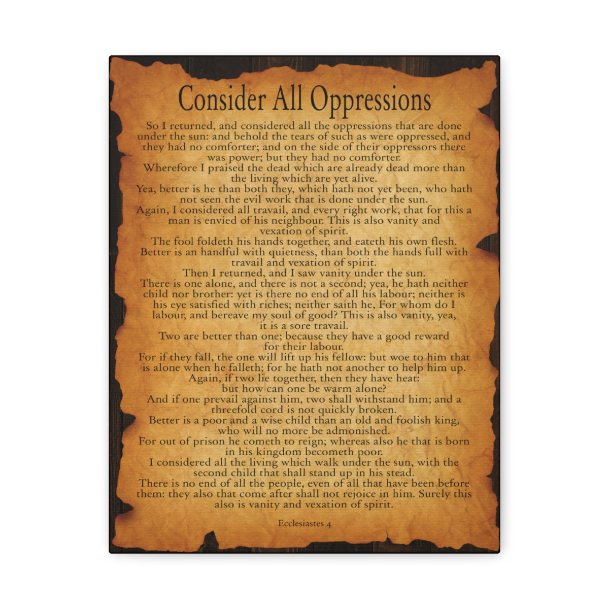 Scripture Walls Consider All Oppressions Ecclesiastes 4 Gold Brown ...