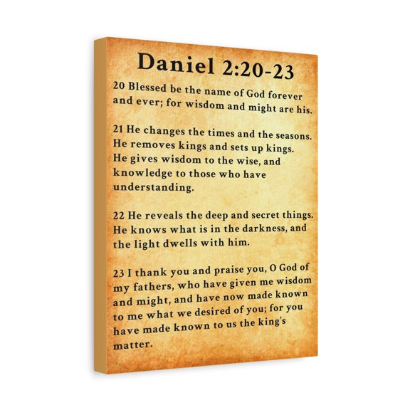 Scripture Walls Daniel 2:20-23 Daniel's Prayer of Praise Gold Bible Verse Canvas Christian Wall Art Ready to Hang Unframed
