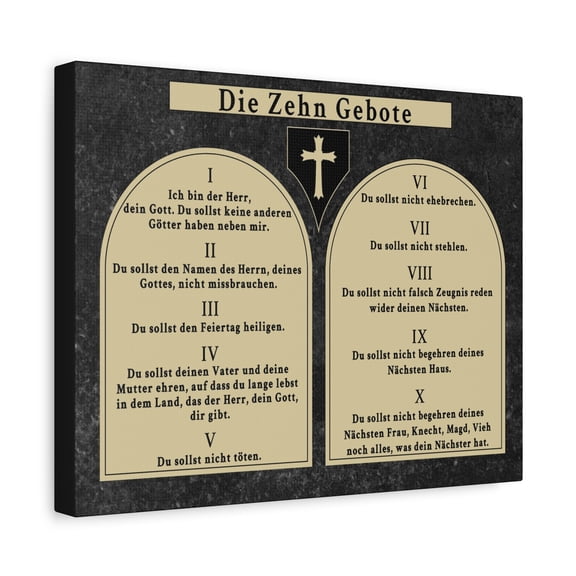 Scripture Walls Die Zehn Gebote Ten Commandments Tablets German Bible Verse Canvas Christian Wall Art Ready to Hang Unframed