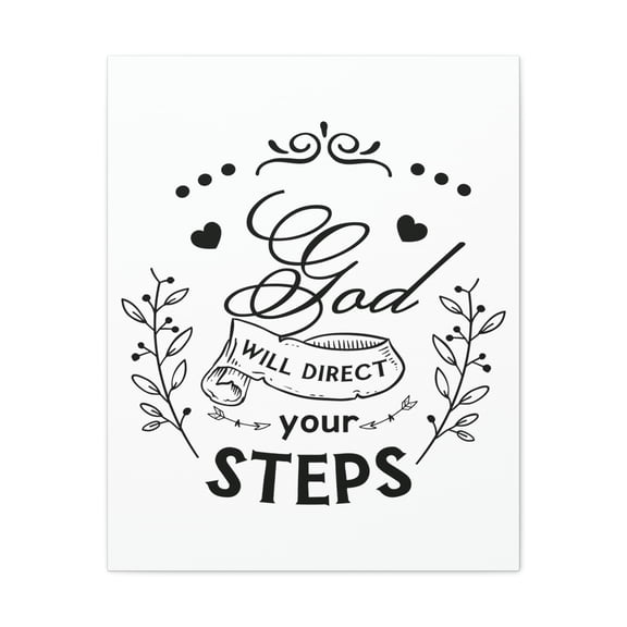 Scripture Walls Psalm 37:23-24 Direct Your Steps Bible Verse Canvas Christian Wall Art Ready to Hang Unframed