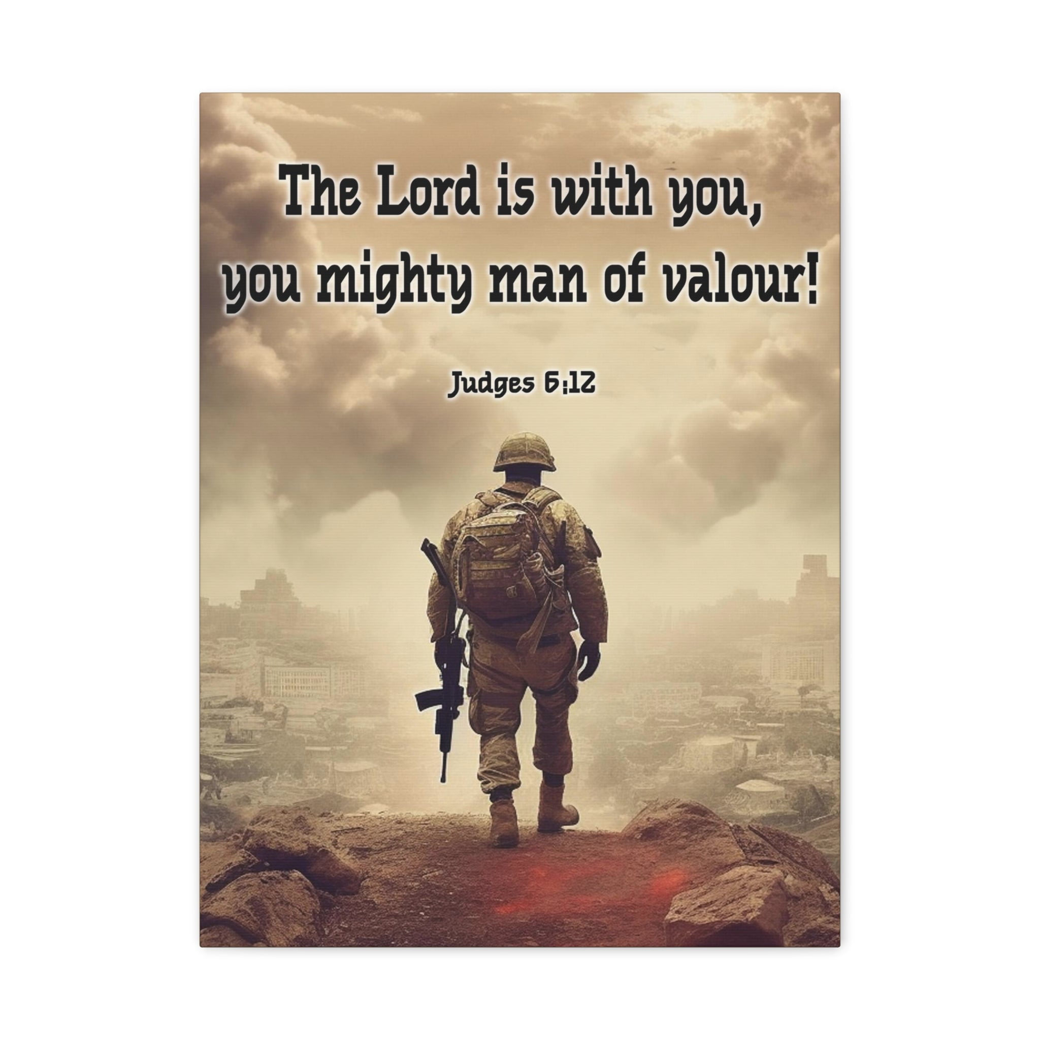 Latitude Run® Divine Valor: A Soldier's Journey Judges 6:12 Christian Wall Art Print