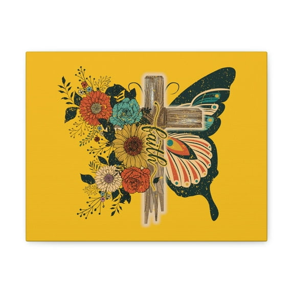 Scripture Walls Faith 2 Corinthians 5:7 Butterfly Cross Christian Wall Art Bible Verse Print Ready to Hang Unframed