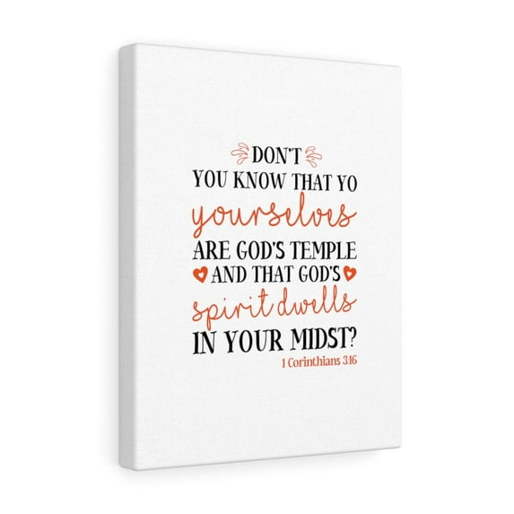 Scripture Walls God's Temple 1 Corinthians 3:16 Bible Verse Canvas Christian Wall Art Ready to Hang Unframed
