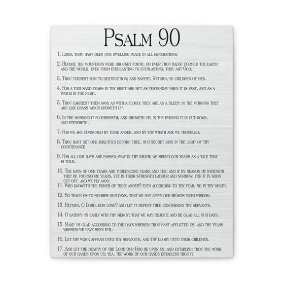 Scripture Walls Psalm 90 How Time Flies Fast White Bible Chapter Canvas Christian Wall Art Ready to Hang Unframed