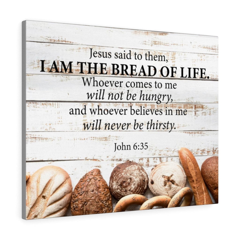 Bread of Life John 6:35 White Canvas Wall Art