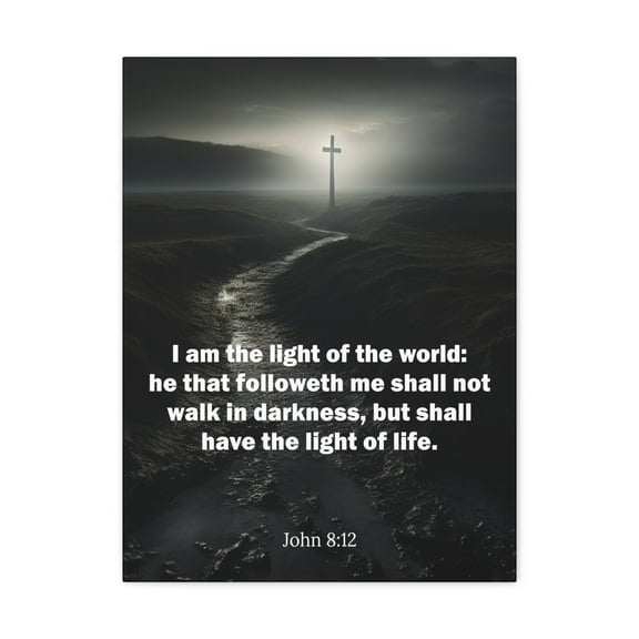 Scripture Walls John 8:12 I Am the Light of the World Bible Verse Canvas Christian Wall Art Ready to Hang Unframed