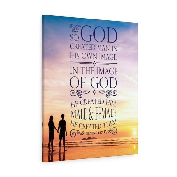 Scripture Walls In The Image of God Genesis 1:27 Bible Verse Canvas Christian Wall Art Ready to Hang Unframed