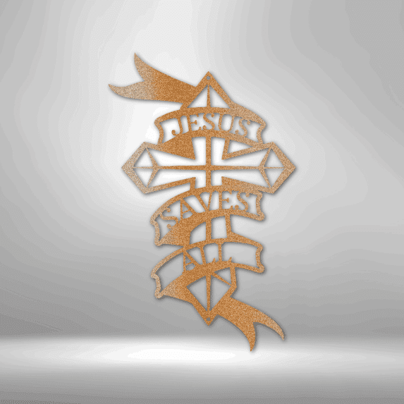 Scripture Walls Jesus Saves All Steel Sign Laser Cut Powder Coated Home & Office Metal Wall Decor Multiple Sizes & Colors