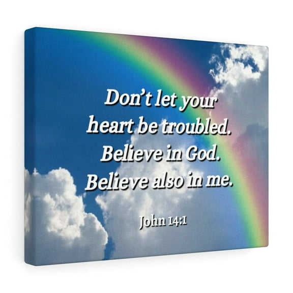 Scripture Walls John 14:1 Believe In God Bible Verse Canvas Christian Wall Art Ready to Hang Unframed