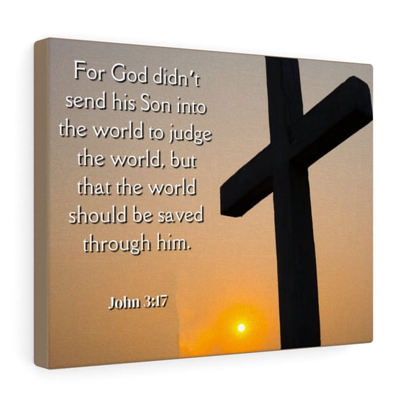 Scripture Walls John 3:17 God Sent His Son Bible Verse Canvas Christian Wall Art Ready to Hang Unframed