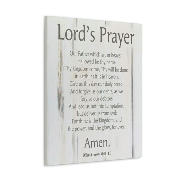 Scripture Walls Lords Prayer Matthew 6:9-13 White Wood Christian Wall Art Print Ready to Hang Unframed