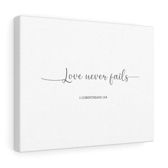 Scripture Walls Love Never Fails Line 1 Corinthians 13:8 Bible Verse Canvas Christian Wall Art Ready to Hang Unframed