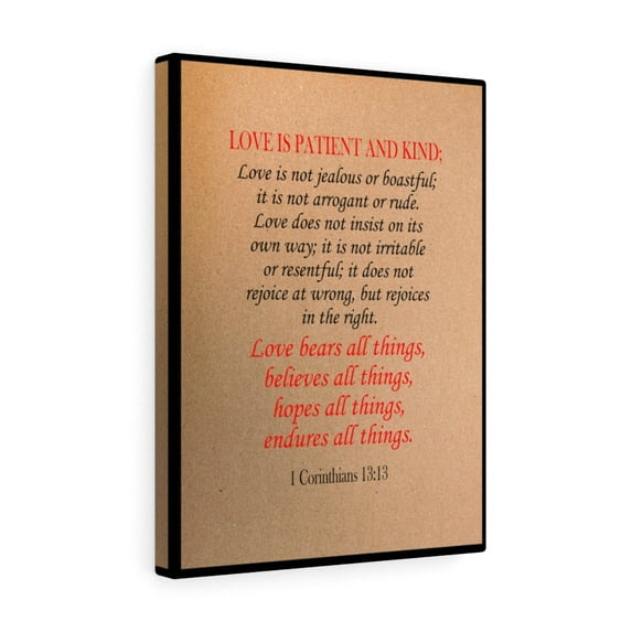 Scripture Walls First Corinthians 13:13 Love is Bible Verse Canvas Christian Wall Art Ready to Hang Unframed