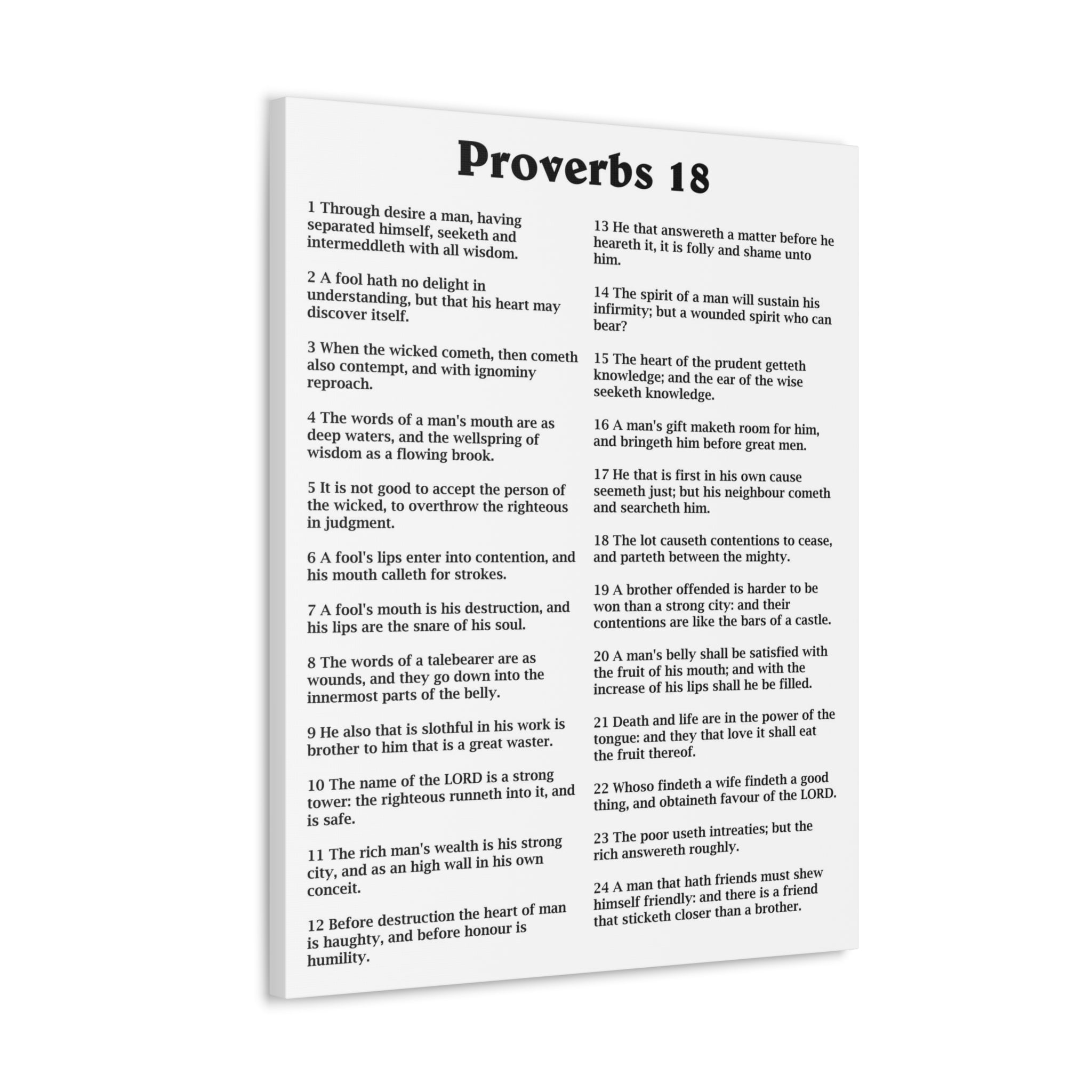 Scripture Walls Proverbs 18 Chapter White Bible Canvas Christian Wall ...