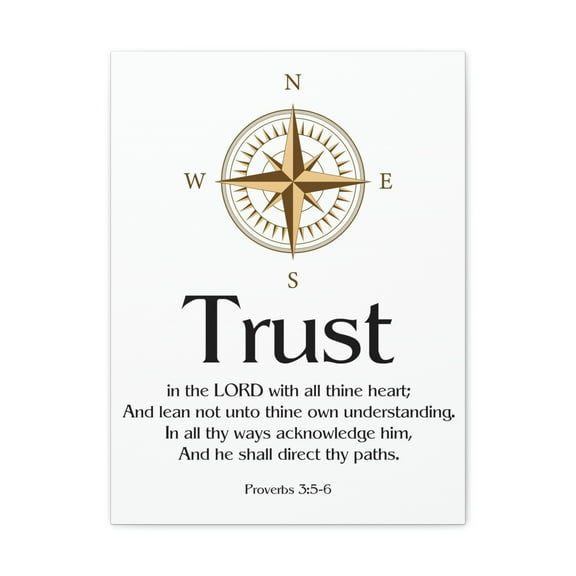 Scripture Walls Proverbs 3:5 Compass White Bible Verse Canvas Christian Wall Art Ready to Hang Unframed