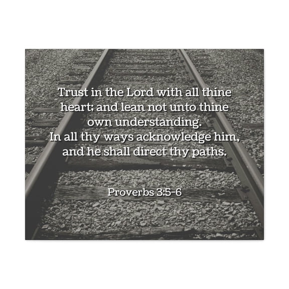 Scripture Walls Proverbs 3:5 Direct My Paths Train Tracks Bible Verse Canvas Christian Wall Art Ready to Hang Unframed