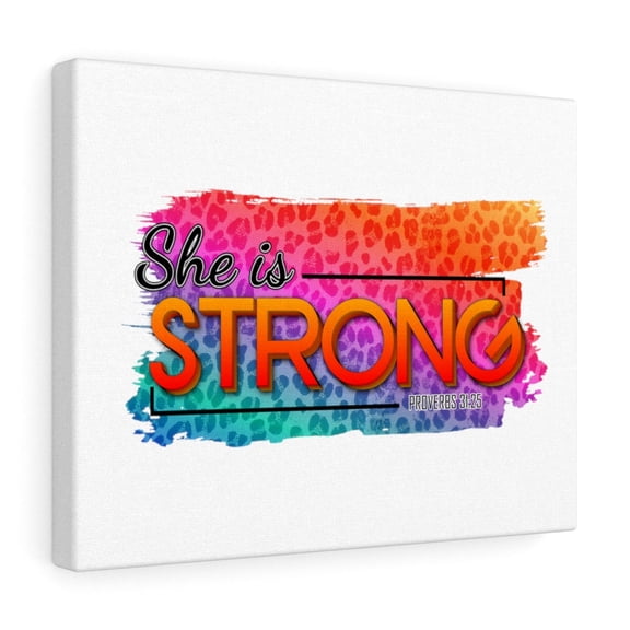 Scripture Walls Proverbs 31:25 She Is Strong Colorful Bible Verse Canvas Christian Wall Art Ready to Hang Unframed