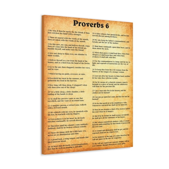 Scripture Walls Proverbs 6 Chapter Gold Bible Canvas Christian Wall Art Ready to Hang Unframed