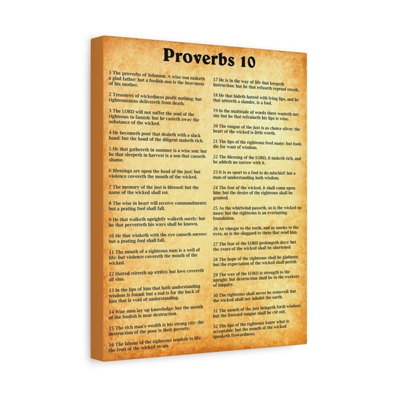 Scripture Walls Proverbs Chapter 10 Gold Bible Canvas Christian Wall Art Ready to Hang Unframed