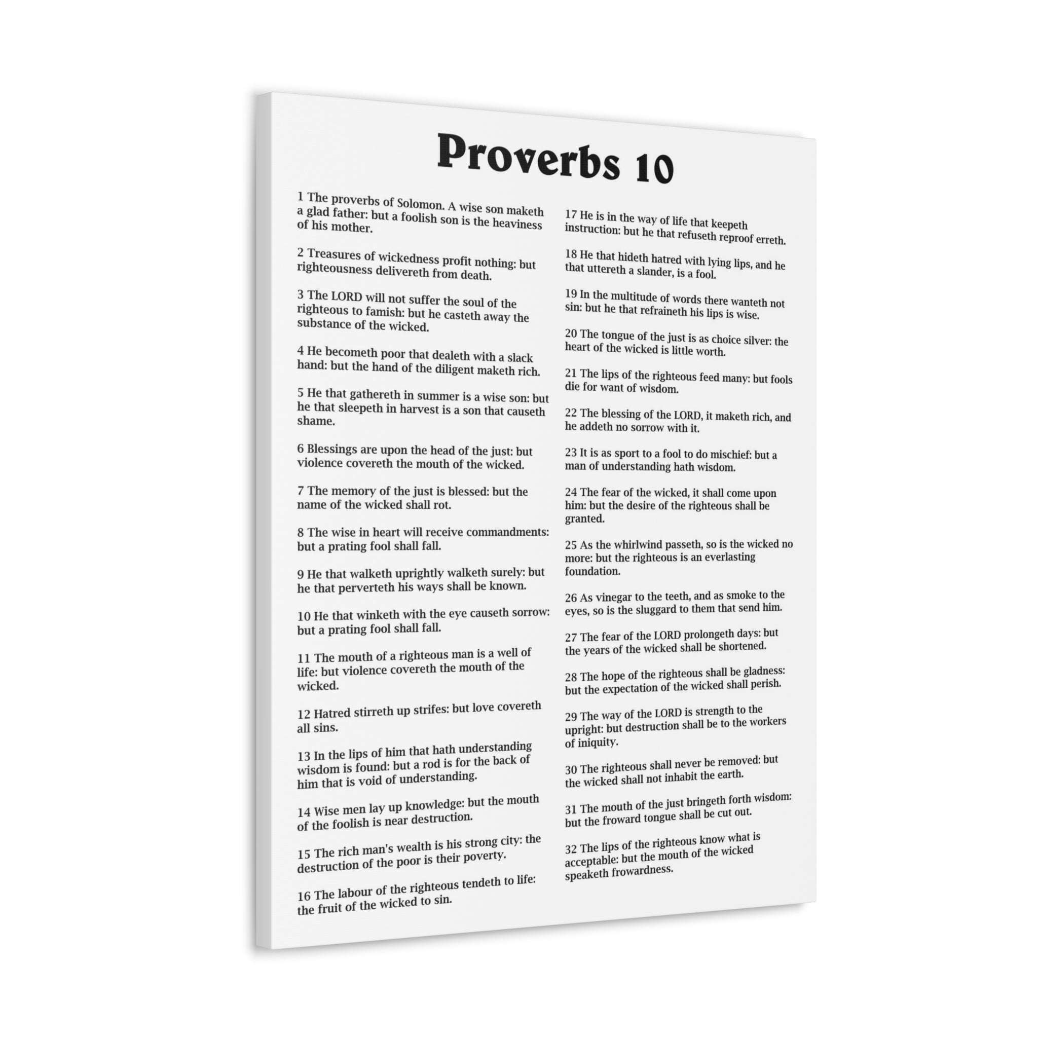 Scripture Walls Proverbs 10 Chapter White Bible Canvas Christian Wall Scripture walls proverbs 10 chapter white bible canvas christian wall