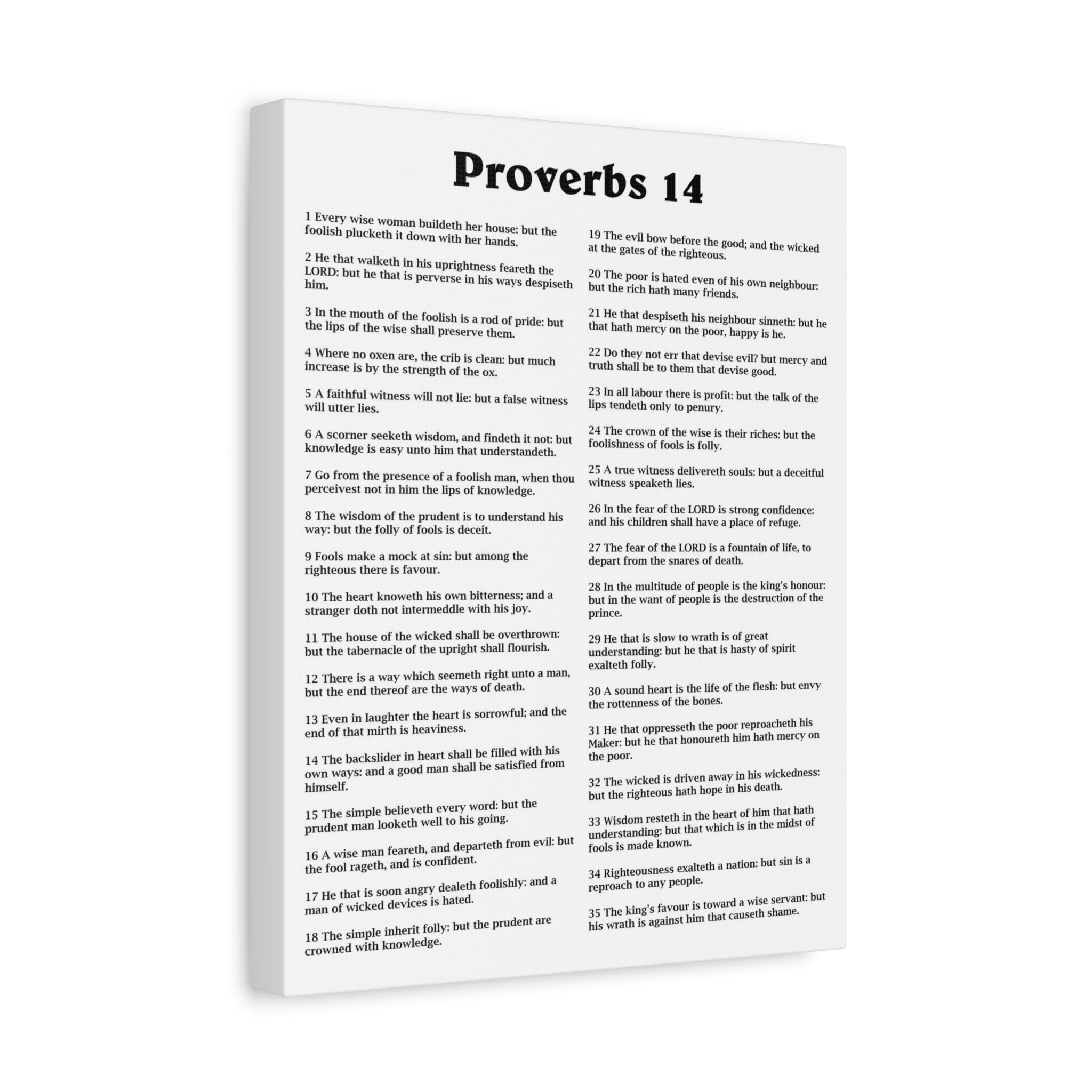 Scripture Walls Proverbs Chapter 14 White Bible Canvas Christian Wall ...