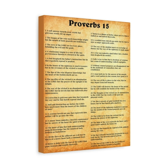 Scripture Walls Proverbs Chapter 15 Gold Bible Canvas Christian Wall Art Ready to Hang Unframed