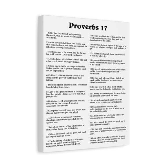 Scripture Walls Proverbs Chapter 17 White Bible Canvas Christian Wall Art Ready to Hang Unframed
