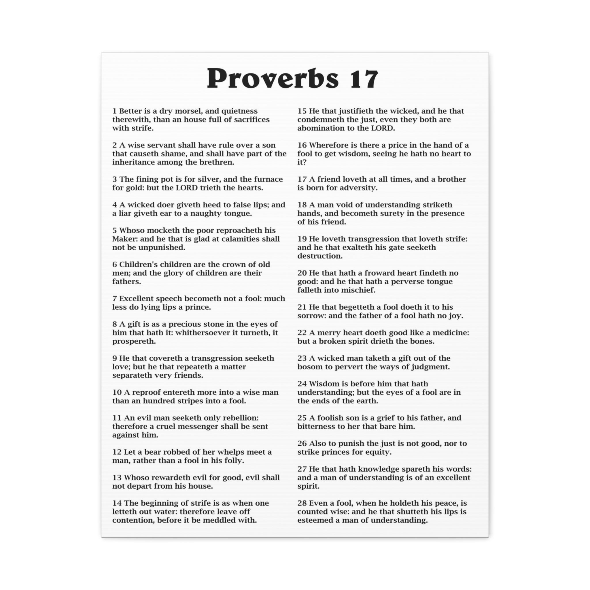 Scripture walls proverbs chapter 17 white bible canvas christian wall
